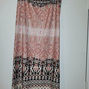 Ladies Peach Print Maxi Skirt (L) - B. Design